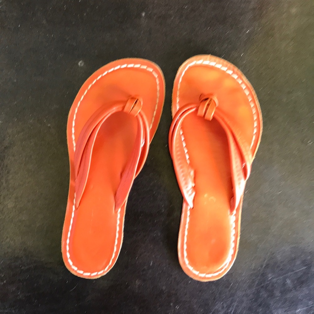 Orange Bernardo Leather Flip Flop